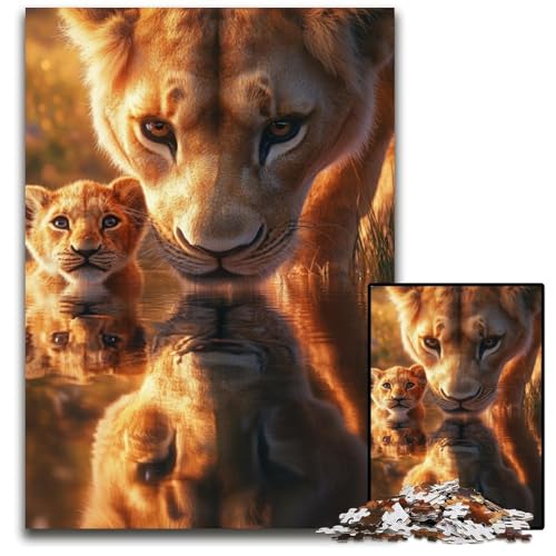 1000-teiliges Puzzle Afrikanische Löwenfamilie, Papppuzzle, anspruchsvolles Denkspiel für Teenager, Spaß am Familienspielabend, 26x38cm von JIANGENNF
