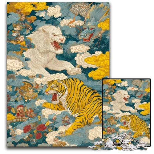 1000-teiliges Puzzle Ancient Tiger aus Pappe, anspruchsvolles Denkspiel für Teenager, Spaß am Familienspielabend, 26x38cm von JIANGENNF