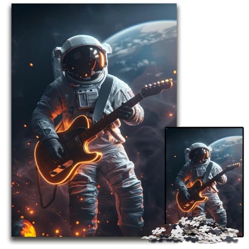 1000-teiliges Puzzle Astronaut spielt Gitarre, Holzpuzzle, Spiele, Spielzeug, Geschenk, stärkt die Liebe zwischen Paaren, für Kinder ab 14 Jahren, 50x75cm 1000-teiliges Puzzle Astronaut spielt Gitarre, Holzpuzzle, Spiele, Spielzeug, Geschenk, stärkt die Liebe zwischen Paaren, für Kinder ab 14 Jahren, 50x75cm von JIANGENNF
