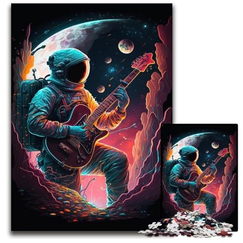 1000-teiliges Puzzle Astronaut spielt Gitarre, Puzzle für Erwachsene, farbenfrohe Heimdekoration und interaktives Familienspiel, 26x38cm/10,23x14,96 Zoll 1000-teiliges Puzzle Astronaut spielt Gitarre, Puzzle für Erwachsene, farbenfrohe Heimdekoration und interaktives Familienspiel, 26x38cm/10,23x14,96 Zoll von JIANGENNF