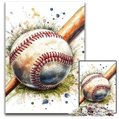 1000-teiliges Puzzle Baseball, Holzpuzzle, anspruchsvolles Denkspiel für Teenager, Spaß am Familienspieleabend, 50x75cm von JIANGENNF
