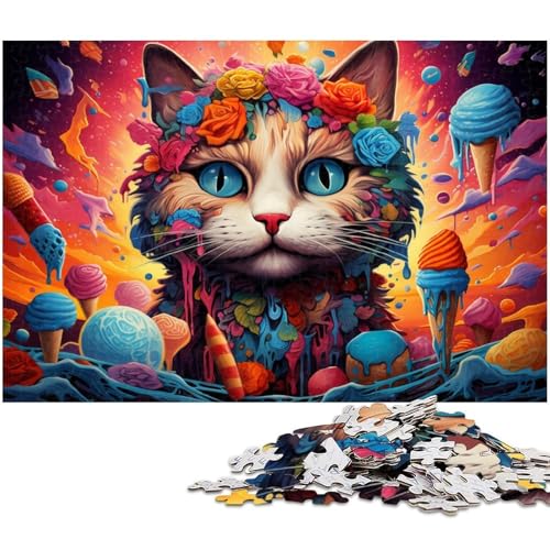 1000-teiliges Puzzle Bunte Katze aus Karton, Puzzle für Erwachsene, Spiel für Erwachsene, Geschenk, interaktives Familienspiel, Gehirn-Herausforderung, Geschenk, 26 x 38 cm / 10,23 x 14,96 Zoll 1000-teiliges Puzzle Bunte Katze aus Karton, Puzzle für Erwachsene, Spiel für Erwachsene, Geschenk, interaktives Familienspiel, Gehirn-Herausforderung, Geschenk, 26 x 38 cm / 10,23 x 14,96 Zoll von JIANGENNF