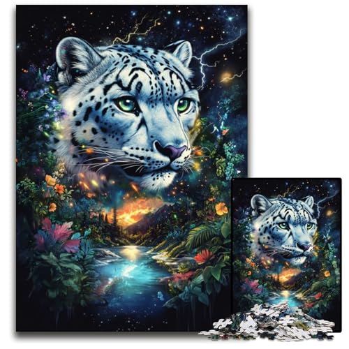 1000-teiliges Puzzle Dschungelleopard aus Holz, anspruchsvolles Denkspiel für Teenager, Spaß am Familienspielabend, 50x75cm von JIANGENNF