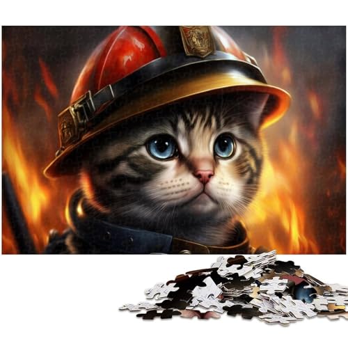 1000-teiliges Puzzle Feuerwehrmann-Katze, Holzpuzzle für Erwachsene, Spielgeschenk für Erwachsene, interaktives Familienspiel, Gehirn-Herausforderung, Geschenk, 50 x 75 cm / 19,68 x 29,52 Zoll 1000-teiliges Puzzle Feuerwehrmann-Katze, Holzpuzzle für Erwachsene, Spielgeschenk für Erwachsene, interaktives Familienspiel, Gehirn-Herausforderung, Geschenk, 50 x 75 cm / 19,68 x 29,52 Zoll von JIANGENNF