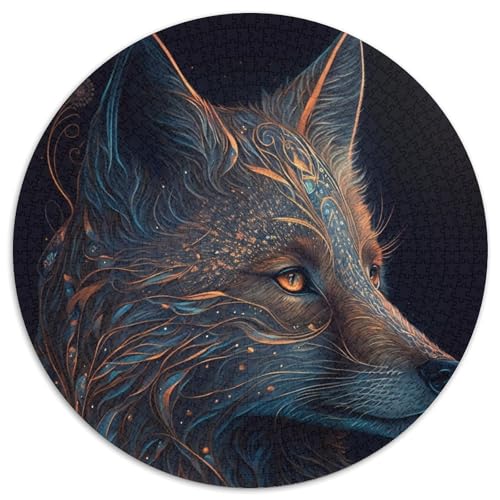 1000-teiliges Puzzle Fuchs, 1000-teiliges rundes Puzzle für Erwachsene, Muttertag, Geburtstag, Weihnachten (Größe 67,5 x 67,5 cm) von JIANGENNF