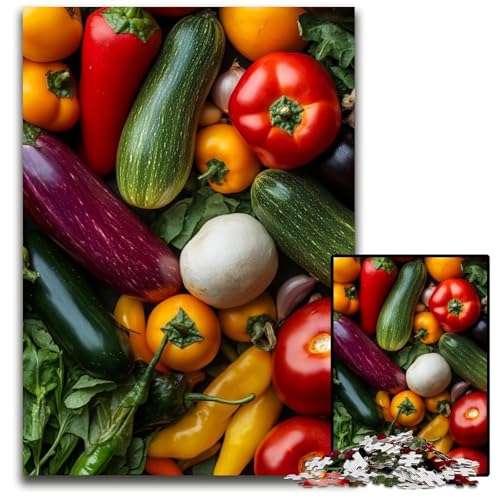 1000-teiliges Puzzle Gemüsesammlung, Kartonpuzzle, anspruchsvolles Denkspiel für Teenager, Spaß für den Familienspieleabend, 26x38cm von JIANGENNF