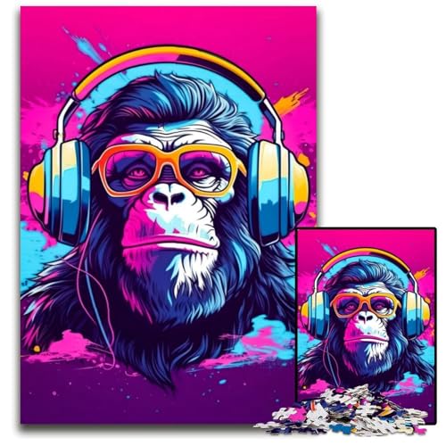 1000-teiliges Puzzle-Geschenk, AFFE, DJ-Musik, Holzpuzzle, anspruchsvolles Denkspiel – entspannendes Spielzeug für Teenager, 50x75cm/19,68x29,52 Zoll 1000-teiliges Puzzle-Geschenk, AFFE, DJ-Musik, Holzpuzzle, anspruchsvolles Denkspiel – entspannendes Spielzeug für Teenager, 50x75cm/19,68x29,52 Zoll von JIANGENNF