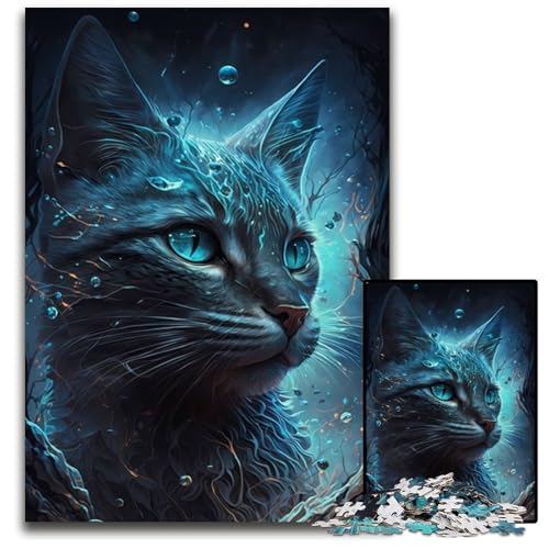 1000-teiliges Puzzle-Geschenk, Abessinierkatze, Holzpuzzle, anspruchsvolles Denkspiel – entspannendes Spielzeug für Teenager, 50x75cm/19,68x29,52 Zoll von JIANGENNF