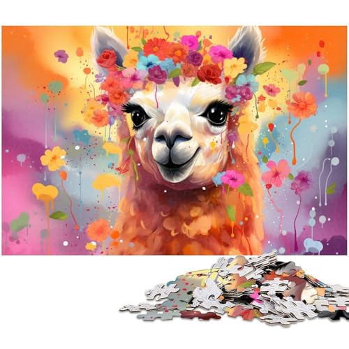 1000-teiliges Puzzle-Geschenk, Alpaka-Blumen, Holzpuzzle für Erwachsene, Familie und Freunde, geeignet für Kinder ab 14 Jahren, 50 x 75 cm / 19,68 x 29,52 Zoll 1000-teiliges Puzzle-Geschenk, Alpaka-Blumen, Holzpuzzle für Erwachsene, Familie und Freunde, geeignet für Kinder ab 14 Jahren, 50 x 75 cm / 19,68 x 29,52 Zoll von JIANGENNF