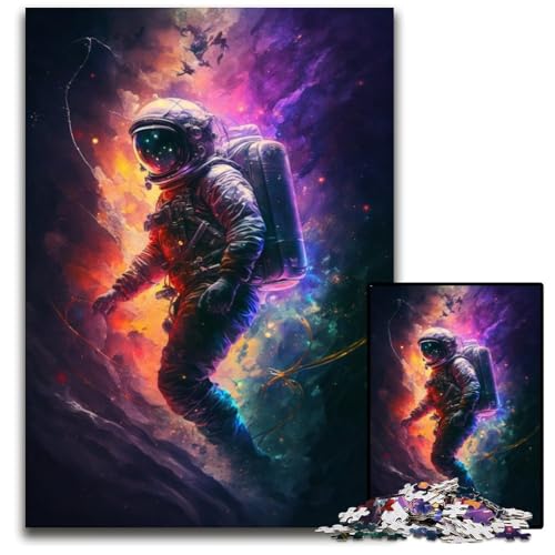 1000-teiliges Puzzle-Geschenk, Astronauten-Holzpuzzle für Erwachsene, interaktives Familienspiel, DIY-Heimdekoration, Denksport-Geschenk, 50x75cm/19,68x29,52 Zoll von JIANGENNF