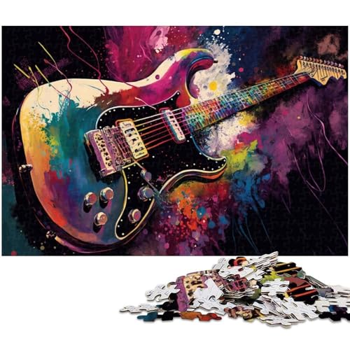 1000-teiliges Puzzle-Geschenk, Bunte Gitarre, Holzpuzzle für Erwachsene, Familie und Freunde, geeignet für Kinder ab 14 Jahren, 50 x 75 cm / 19,68 x 29,52 Zoll von JIANGENNF