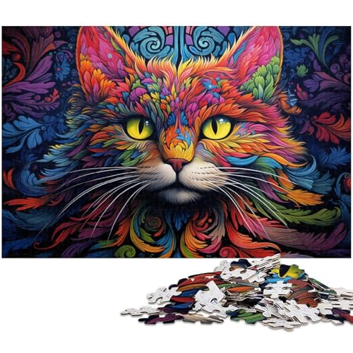 1000-teiliges Puzzle-Geschenk, Bunte Katze, Kartonpuzzle für Erwachsene, Familie und Freunde, geeignet für Kinder ab 14 Jahren, 26 x 38 cm / 10,23 x 14,96 Zoll 1000-teiliges Puzzle-Geschenk, Bunte Katze, Kartonpuzzle für Erwachsene, Familie und Freunde, geeignet für Kinder ab 14 Jahren, 26 x 38 cm / 10,23 x 14,96 Zoll von JIANGENNF