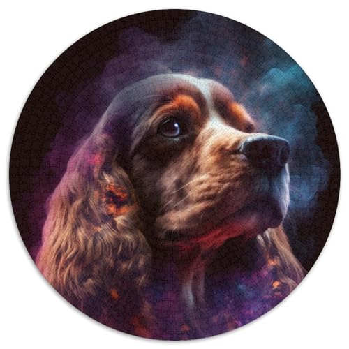 1000-teiliges Puzzle-Geschenk, Englische Cocker Spaniels, 1000-teiliges rundes Puzzle, anspruchsvolles Denkspiel für Teenager, Spaß für den Familienspieleabend (Größe 67,5 x 67,5 cm) von JIANGENNF