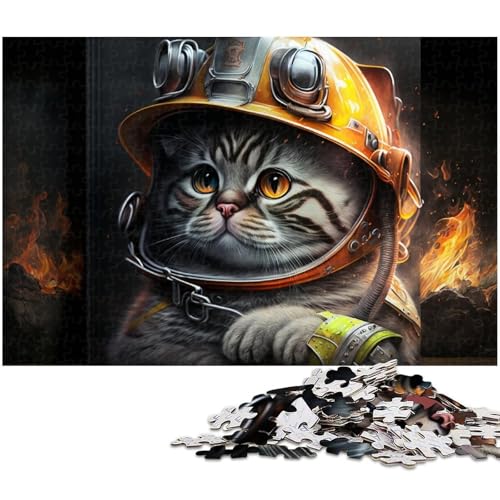 1000-teiliges Puzzle-Geschenk, Feuerwehrmann-Katze, anspruchsvolles Puzzle, Denkspiel für Teenager, 50 x 75 cm / 19,68 x 29,52 Zoll 1000-teiliges Puzzle-Geschenk, Feuerwehrmann-Katze, anspruchsvolles Puzzle, Denkspiel für Teenager, 50 x 75 cm / 19,68 x 29,52 Zoll von JIANGENNF