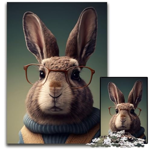 1000-teiliges Puzzle-Geschenk, Häschen in Kleidung, Papppuzzle, anspruchsvolles Denkspiel – entspannendes Spielzeug für Teenager, 26x38cm/10,23x14,96 Zoll von JIANGENNF