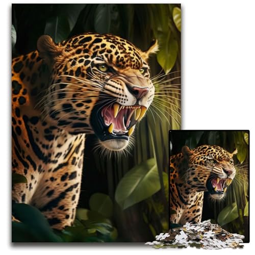 1000-teiliges Puzzle-Geschenk, Jaguar-Holzpuzzle, anspruchsvolles Denkspiel – entspannendes Spielzeug für Teenager, 50x75cm/19,68x29,52 Zoll von JIANGENNF