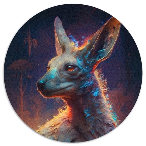 1000-teiliges Puzzle-Geschenk, Känguru-Malerei, 1000-teiliges rundes Puzzle, anspruchsvolles Denkspiel für Teenager, Spaß für den Familienspieleabend (Größe 67,5 x 67,5 cm) von JIANGENNF