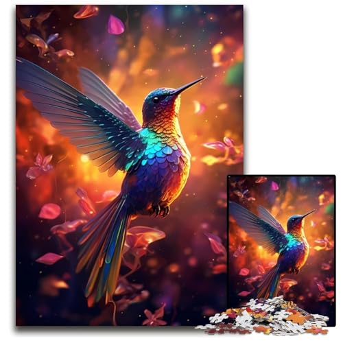 1000-teiliges Puzzle-Geschenk, Kolibri-Farbpuzzle aus Holz, anspruchsvolles Denkspiel – entspannendes Spielzeug für Teenager, 50x75cm/19,68x29,52 Zoll von JIANGENNF