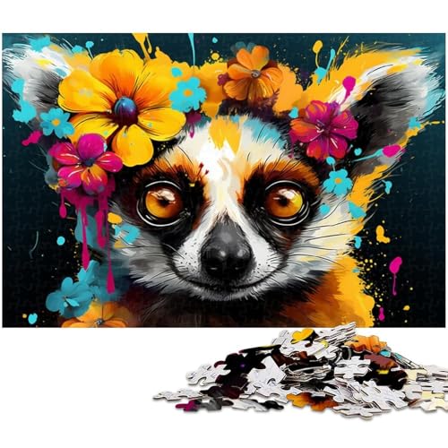 1000-teiliges Puzzle-Geschenk, Lemurenblumen, Kartonpuzzle für Erwachsene, Familie und Freunde, geeignet für Kinder ab 14 Jahren, 26 x 38 cm / 10,23 x 14,96 Zoll 1000-teiliges Puzzle-Geschenk, Lemurenblumen, Kartonpuzzle für Erwachsene, Familie und Freunde, geeignet für Kinder ab 14 Jahren, 26 x 38 cm / 10,23 x 14,96 Zoll von JIANGENNF