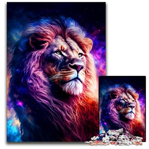 1000-teiliges Puzzle-Geschenk, Löwe, Holzpuzzle, anspruchsvolles Denkspiel – entspannendes Spielzeug für Teenager, 50x75cm/19,68x29,52 Zoll von JIANGENNF
