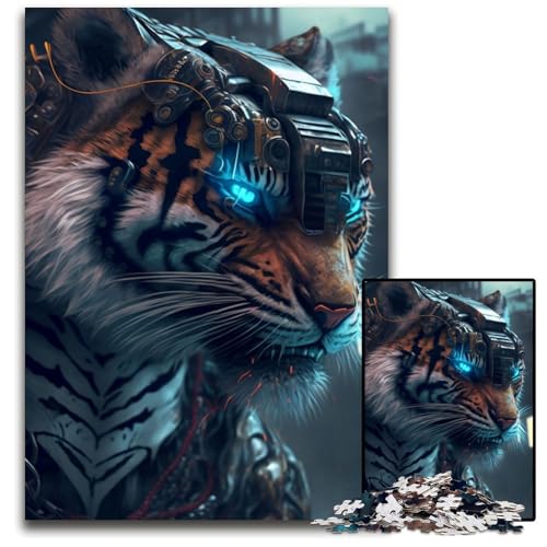1000-teiliges Puzzle-Geschenk, Neon-Dschungeltiger, Holzpuzzle, anspruchsvolles Denkspiel – entspannendes Spielzeug für Teenager, 50x75cm/19,68x29,52 Zoll von JIANGENNF