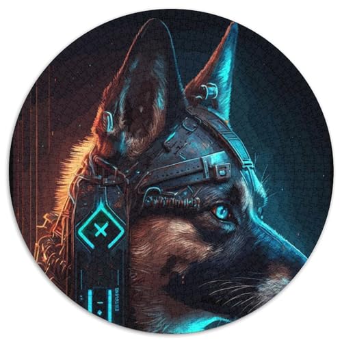 1000-teiliges Puzzle-Geschenk, Punk-Menschenhunde, rundes 1000-teiliges Puzzle, anspruchsvolles Denkspiel für Teenager, Spaß am Familienspieleabend (Größe 67,5 x 67,5 cm) von JIANGENNF