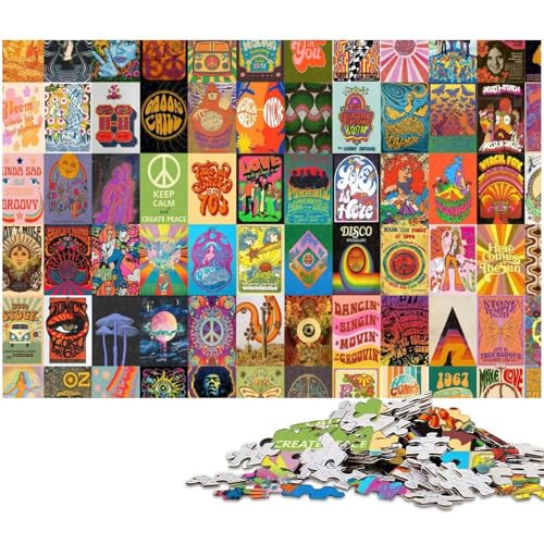 1000-teiliges Puzzle-Geschenk, Retro-psychedelisches, herausforderndes Puzzle, Denkspiel für Teenager, 50 x 75 cm / 19,68 x 29,52 Zoll 1000-teiliges Puzzle-Geschenk, Retro-psychedelisches, herausforderndes Puzzle, Denkspiel für Teenager, 50 x 75 cm / 19,68 x 29,52 Zoll von JIANGENNF