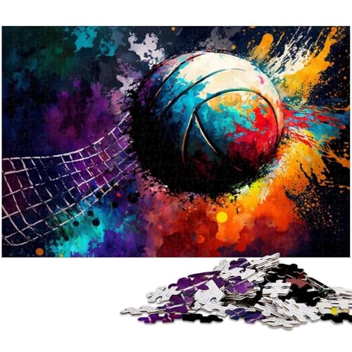1000-teiliges Puzzle-Geschenk, Volleyball-Ölgemälde, Kartonpuzzle für Erwachsene, Familie und Freunde, geeignet für Kinder ab 14 Jahren, 26 x 38 cm / 10,23 x 14,96 Zoll 1000-teiliges Puzzle-Geschenk, Volleyball-Ölgemälde, Kartonpuzzle für Erwachsene, Familie und Freunde, geeignet für Kinder ab 14 Jahren, 26 x 38 cm / 10,23 x 14,96 Zoll von JIANGENNF