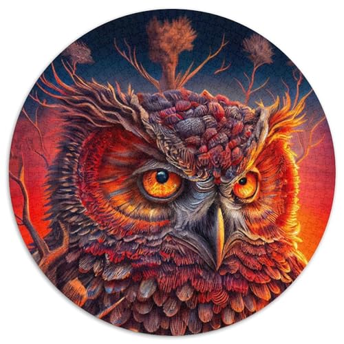 1000-teiliges Puzzle-Geschenk, abstrakte Eule, 1000-teiliges rundes Puzzle, anspruchsvolles Denkspiel für Teenager, Spaß am Familienspieleabend (Größe 67,5 x 67,5 cm) von JIANGENNF