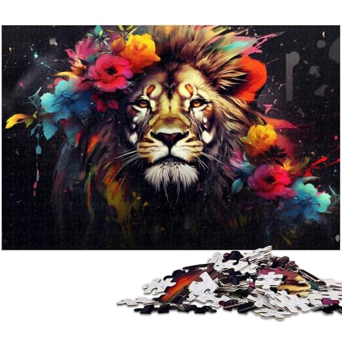 1000-teiliges Puzzle-Geschenk, bunter Löwe, anspruchsvolles Rätsel, Denksportspiel für Teenager, 26 x 38 cm / 10,23 x 14,96 Zoll 1000-teiliges Puzzle-Geschenk, bunter Löwe, anspruchsvolles Rätsel, Denksportspiel für Teenager, 26 x 38 cm / 10,23 x 14,96 Zoll von JIANGENNF