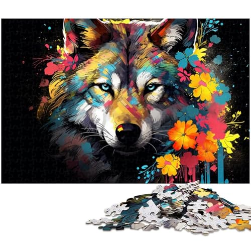 1000-teiliges Puzzle-Geschenk, bunter Wolf, Holzpuzzle für Erwachsene, Familie und Freunde, geeignet für Kinder ab 14 Jahren, 50 x 75 cm / 19,68 x 29,52 Zoll 1000-teiliges Puzzle-Geschenk, bunter Wolf, Holzpuzzle für Erwachsene, Familie und Freunde, geeignet für Kinder ab 14 Jahren, 50 x 75 cm / 19,68 x 29,52 Zoll von JIANGENNF