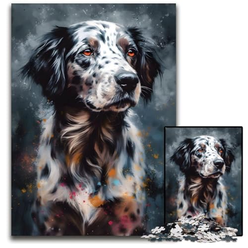 1000-teiliges Puzzle-Geschenk, buntes Hunde-Mal-Puzzle aus Karton, anspruchsvolles Denkspiel – entspannendes Spielzeug für Teenager, 26x38cm/10,23x14,96 Zoll von JIANGENNF