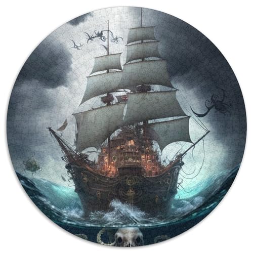1000-teiliges Puzzle-Geschenk, buntes Piratenschiff-Puzzle aus Pappe, interaktives Familienspiel, Bastelgeschenk mit farbenfrohen Kunstwerken (Größe 67,5 x 67,5 cm) von JIANGENNF