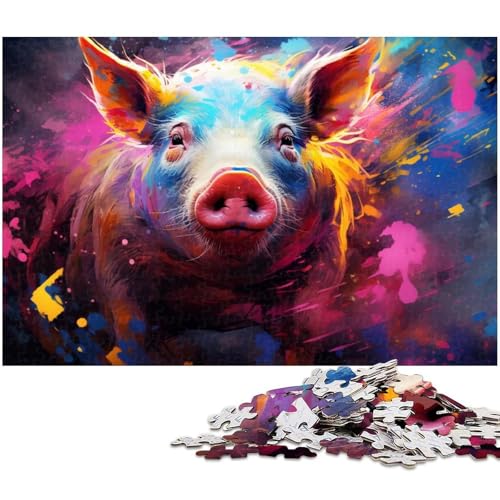 1000-teiliges Puzzle-Geschenk, buntes Schwein, Kartonpuzzle für Erwachsene, Familie und Freunde, geeignet für Kinder ab 14 Jahren, 26 x 38 cm / 10,23 x 14,96 Zoll 1000-teiliges Puzzle-Geschenk, buntes Schwein, Kartonpuzzle für Erwachsene, Familie und Freunde, geeignet für Kinder ab 14 Jahren, 26 x 38 cm / 10,23 x 14,96 Zoll von JIANGENNF