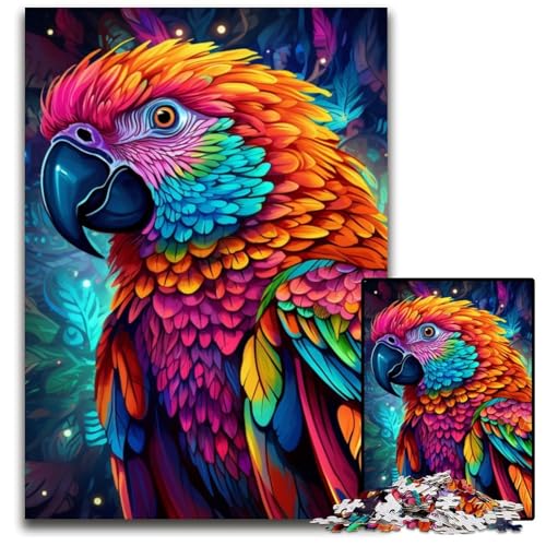1000-teiliges Puzzle-Geschenk, farbenfrohes Kunst-Papagei-Puzzle aus Pappe für Erwachsene, Spaß am Familienspielabend, dekoratives Kunstwerk zum Selbermachen, 26x38cm/10,23x14,96 Zoll von JIANGENNF