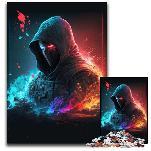 1000-teiliges Puzzle-Geschenk, futuristischer Soldat, Papppuzzle, anspruchsvolles Denkspiel – entspannendes Spielzeug für Teenager, 26x38cm/10,23x14,96 Zoll von JIANGENNF