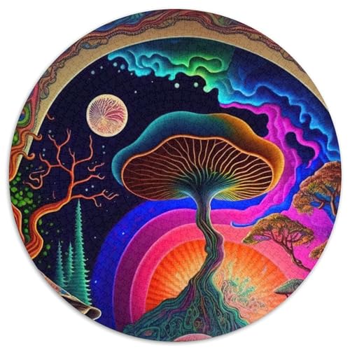1000-teiliges Puzzle-Geschenk, psychedelisches 1000-teiliges rundes Puzzle, anspruchsvolles Denkspiel für Teenager, Spaß am Familienspieleabend (Größe 67,5 x 67,5 cm) von JIANGENNF