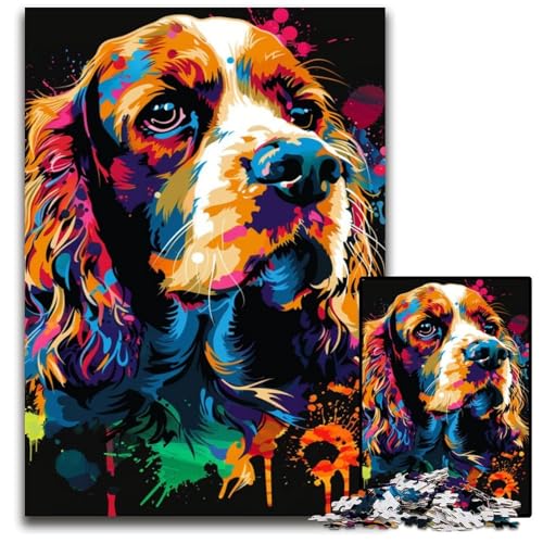 1000-teiliges Puzzle-Geschenk,englischer Cocker Spaniel,Hundekunst,Holzpuzzle für Erwachsene,interaktives Familienspiel,Heimdekoration zum Selbermachen,Denksport-Geschenk,50x75cm/19,68x29,52 Zoll von JIANGENNF