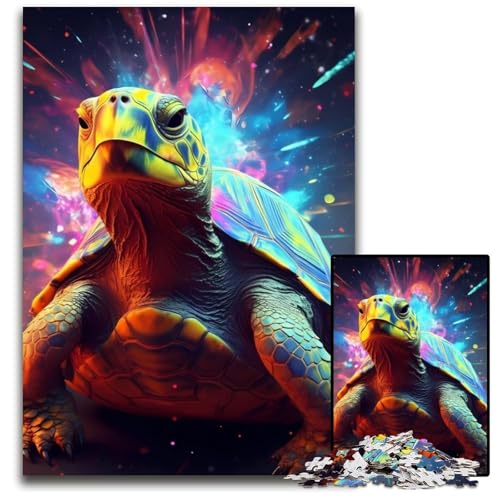 1000-teiliges Puzzle-Geschenk Schildkröte Buntes Papppuzzle Herausforderndes Denkspiel - Entspannendes Spielzeug für Teenager 26x38cm/10,23x14,96 Zoll von JIANGENNF