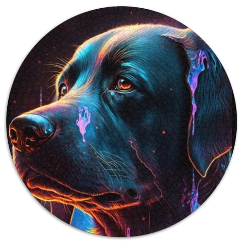 1000-teiliges Puzzle-Geschenk Schwarzer Labrador, interaktives Familienspiel aus Karton, Bastelgeschenk mit farbenfrohen Kunstwerken (Größe 67,5 x 67,5 cm) von JIANGENNF