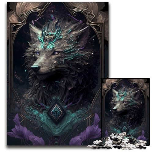 1000-teiliges Puzzle-Geschenk Wolf Dream Holzpuzzles Herausforderndes Denkspiel - Entspannendes Spielzeug für Teenager 50x75cm/19,68x29,52 Zoll von JIANGENNF
