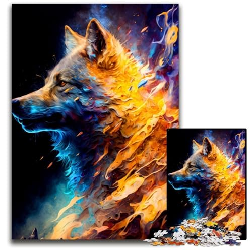 1000-teiliges Puzzle-Geschenk Wolf-Puzzle aus Pappe, anspruchsvolles Denkspiel – entspannendes Spielzeug für Teenager, 26x38cm/10,23x14,96 Zoll von JIANGENNF