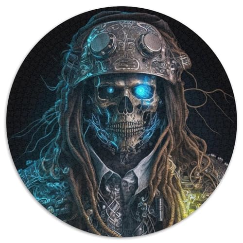 1000-teiliges Puzzle-Geschenk: Captain Skeleton, 1000-teiliges rundes Puzzle, anspruchsvolles Denkspiel für Teenager, Spaß für den Spieleabend mit der Familie (Größe 67,5 x 67,5 cm) von JIANGENNF