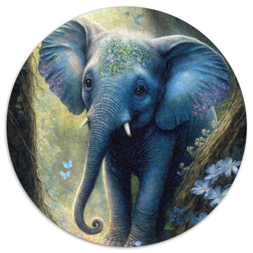 1000-teiliges Puzzle-Geschenk: Kleiner süßer Elefant, interaktives Familienspiel aus Pappe, Bastelgeschenk mit farbenfrohen Kunstwerken (Größe 67,5 x 67,5 cm) von JIANGENNF