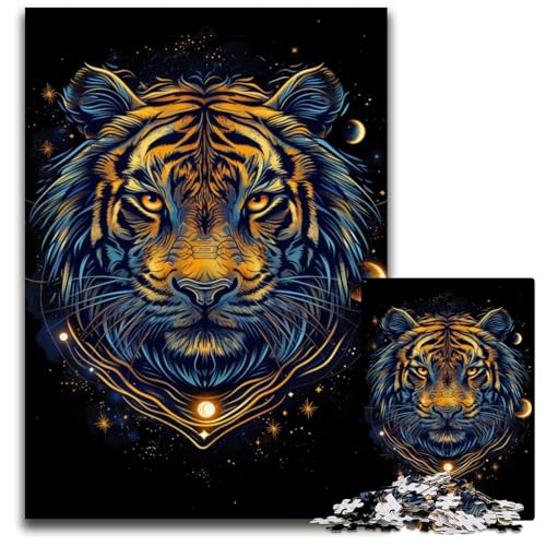 1000-teiliges Puzzle Goldener Tiger, schwierige Puzzles für Erwachsene für Teenager, Familienspieleabend, hirnfordernde Geschenkidee, 26x38cm/10,23x14,96 Zoll 1000-teiliges Puzzle Goldener Tiger, schwierige Puzzles für Erwachsene für Teenager, Familienspieleabend, hirnfordernde Geschenkidee, 26x38cm/10,23x14,96 Zoll von JIANGENNF