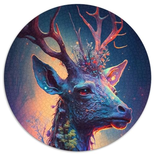 1000-teiliges Puzzle Magische Giraffe, rundes Puzzle mit 1000 Teilen, Familienaktivität, Denksportaufgabe, Heimdekoration, (Größe 67,5 x 67,5 cm) von JIANGENNF