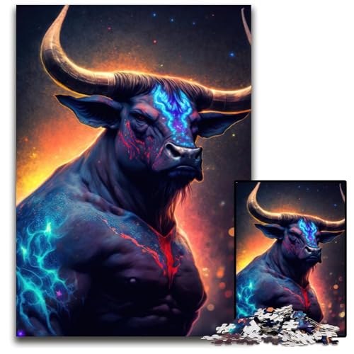 1000-teiliges Puzzle Mutant Cow Holzpuzzles, hirnforderndes DIY-Dekorationsspiel, interaktives Familienspielzeug, 50x75cm/19,68x29,52 Zoll von JIANGENNF