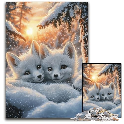 1000-teiliges Puzzle Schlafender weißer Fuchs, Holzpuzzle, anspruchsvolles Denkspiel für Teenager, Spaß für den Familienspielabend, 50x75cm 1000-teiliges Puzzle Schlafender weißer Fuchs, Holzpuzzle, anspruchsvolles Denkspiel für Teenager, Spaß für den Familienspielabend, 50x75cm von JIANGENNF