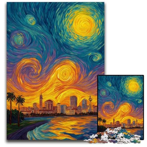 1000-teiliges Puzzle Stadt unter dem Nachthimmel, Papppuzzle, anspruchsvolles Denkspiel für Teenager, Spaß am Familienspieleabend, 26x38cm 1000-teiliges Puzzle Stadt unter dem Nachthimmel, Papppuzzle, anspruchsvolles Denkspiel für Teenager, Spaß am Familienspieleabend, 26x38cm von JIANGENNF