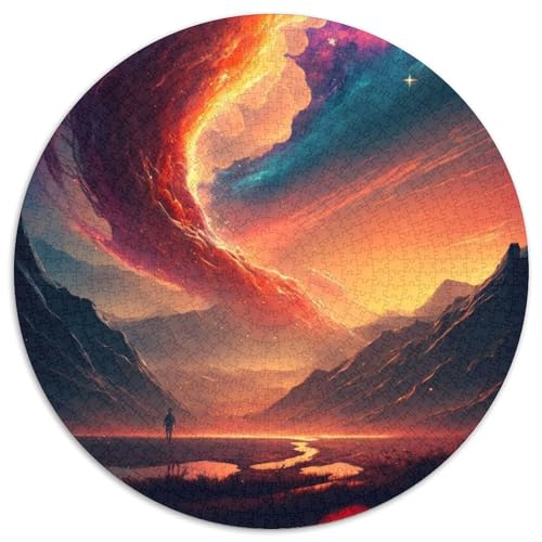 1000-teiliges Puzzle Traumhafter Sonnenuntergang, rundes Puzzle, 1000 Teile, pädagogische Aktivität zur Verbesserung kognitiver Fähigkeiten (Größe 67,5 x 67,5 cm) von JIANGENNF